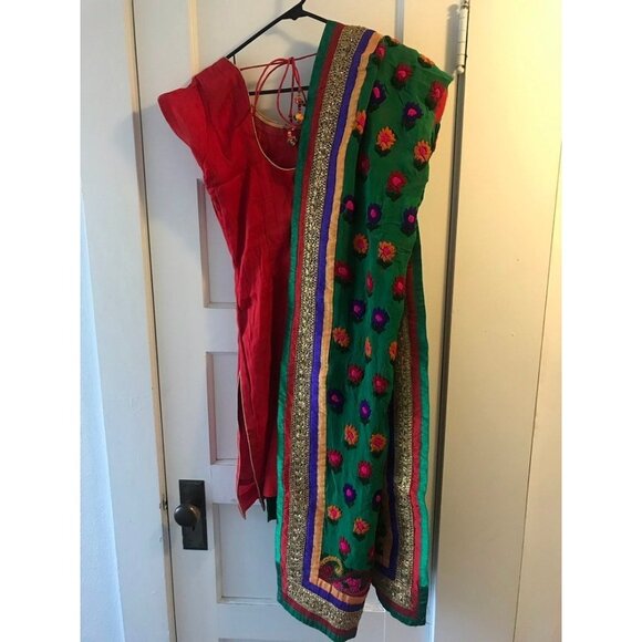 Handmade Silk Punjabi Suit Traditional Indian Outfit - Picture 1 of 8